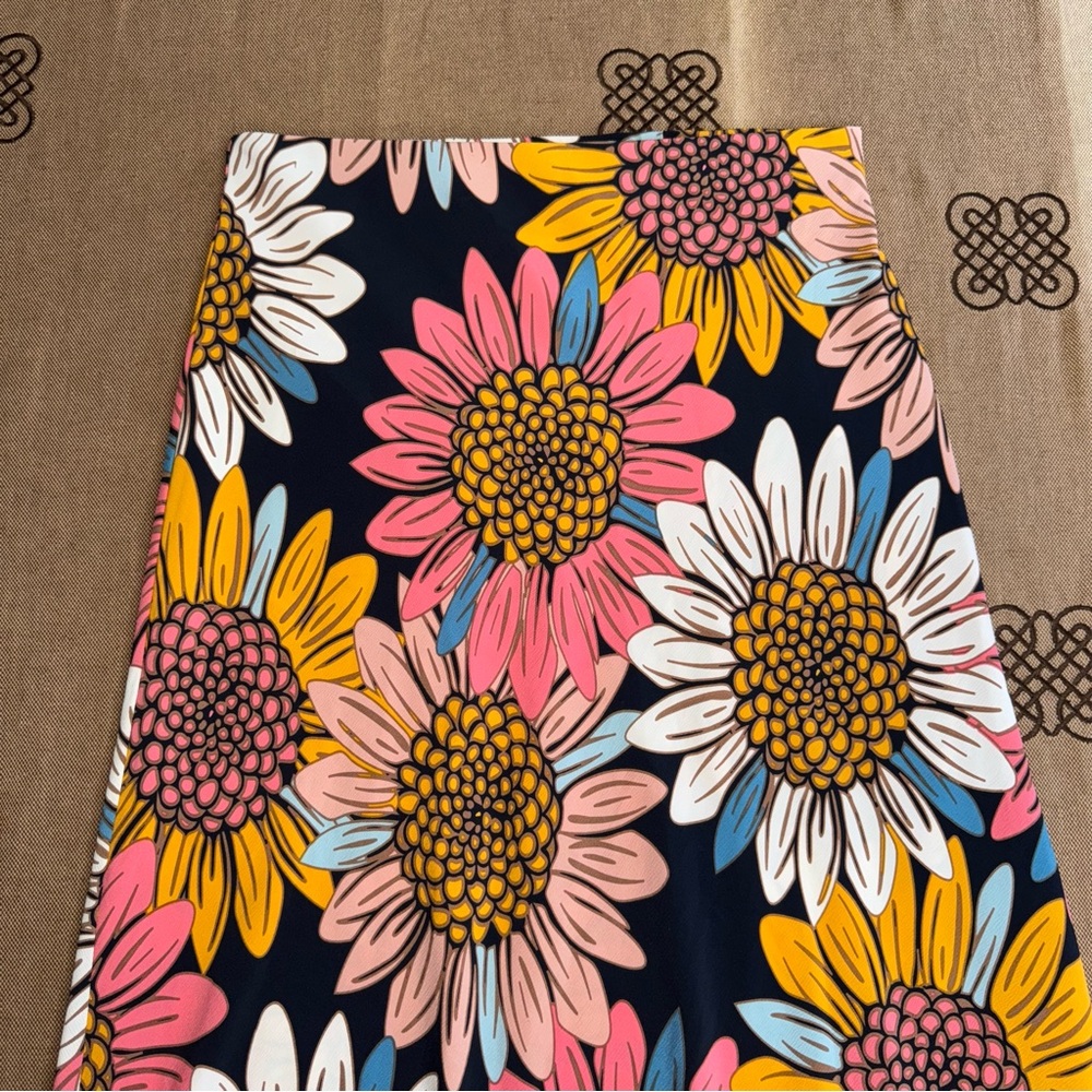 Rachel Zoe Multicolor Floral Print Elastic Waist A-Line Midi Skirt Size 2 - Picture 5 of 12